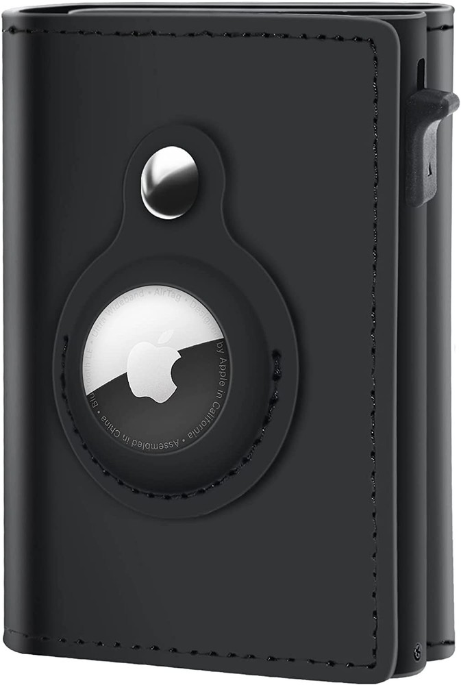 AirTag Wallet Genuine Leather Air Tag Wallet RFID Technology Credit Card Hold...