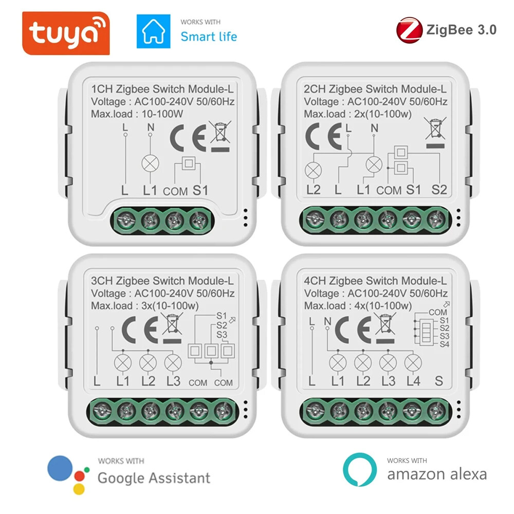 Tuya Smart ZigBee Switch Module No Neutral Wire DIY Light Breaker