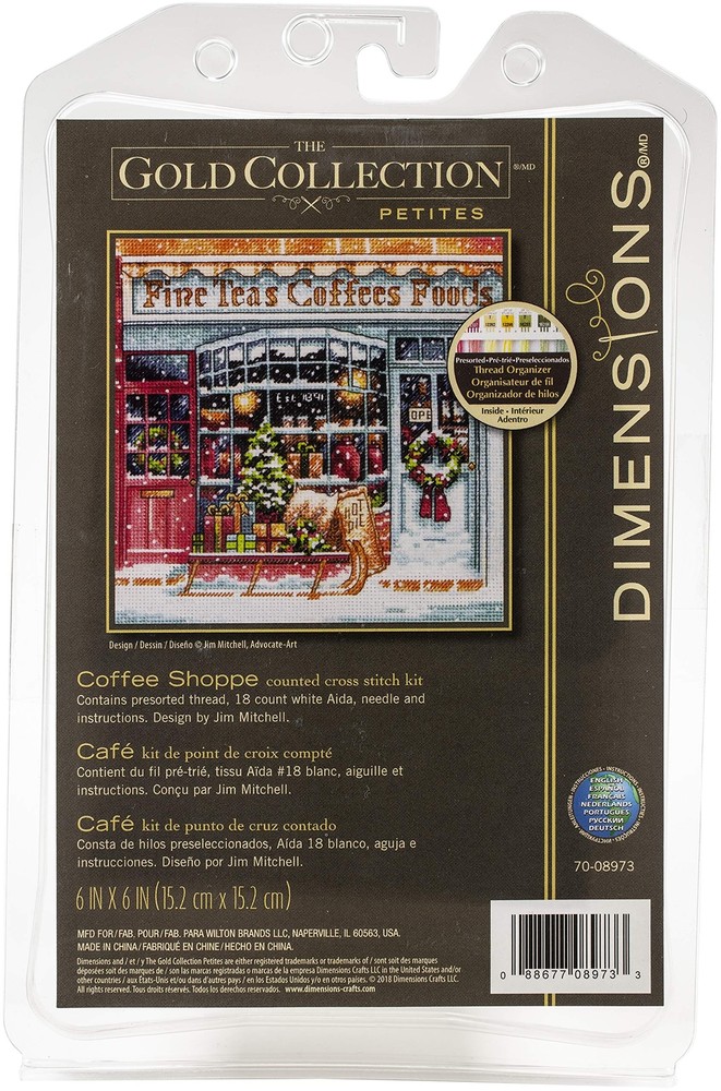 Gold Collection Small Counted Cross Stitch Kit, 'Coffee Shoppe', 18 Count Whi...