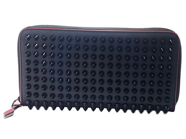 Vintage Christian Louboutin Black Panetone Spike Studs Long Wallet