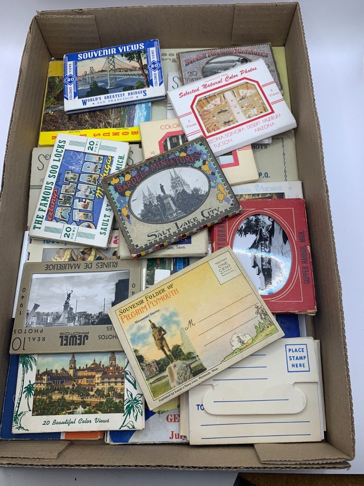 26 Packs of Vintage Souvenir Postcards from USA 1940s, 50s & 60s