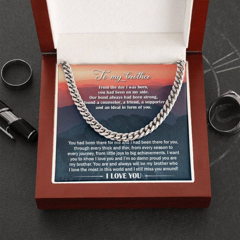To My Brother Gift Cuban Chain Necklace Brother Gift Ideas Big Brother Christmas