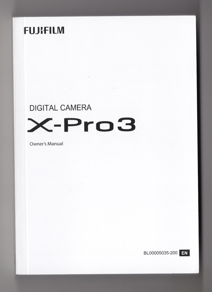 Fuji X-Pro3 Official Camera User Manual English Guide