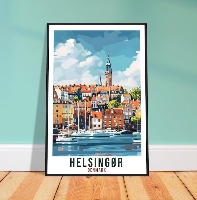 Helsingør Travel Poster Denmark Wall Art Wall Hanging Home