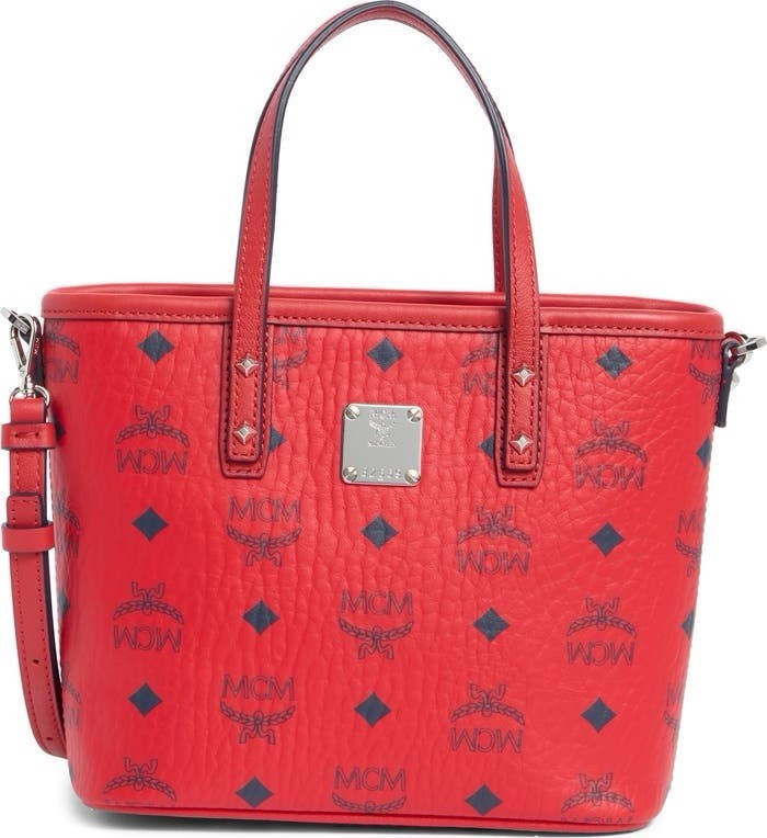 MCM Candy Red Mini Aren Leather Shopper Tote Brand New With Tags