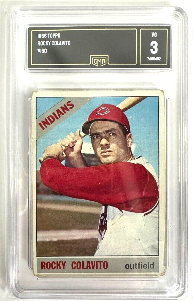 Vintage 1966 Topps Rocky Colavito #150 Graded Indians Baseball Card