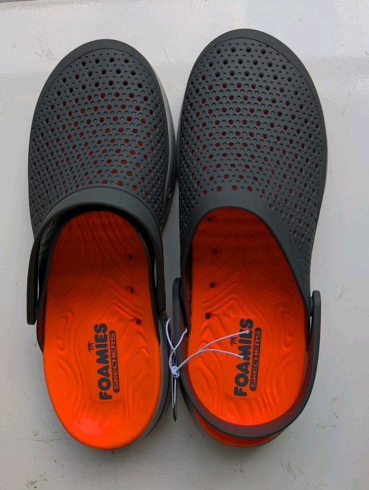 Skechers Foamies Go Walk Slip-On Clogs for Men Size 12 Gray with Ventilation Holes