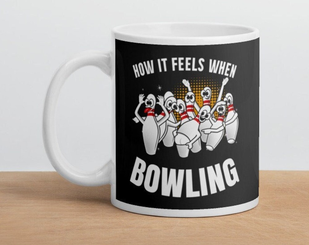 Bowling-Themed White Glossy Coffee Tea Mug Cup
