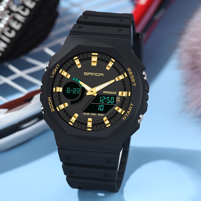 Multifunctional Waterproof Sports Watch with Dual Display  