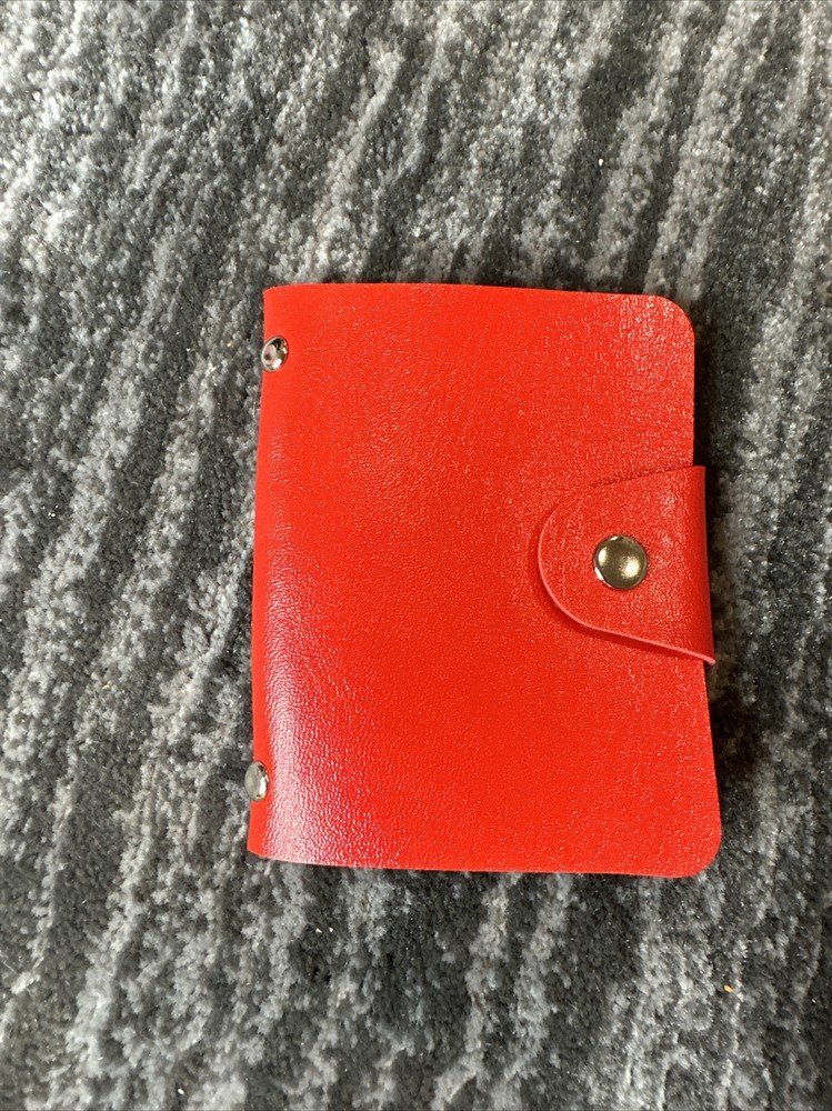 Credit Card Case Soft Pocket ID 12/24 Business Card Photo Holder Red PU New-image