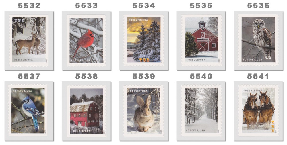 5532-41 5541 Holiday Winter Scenes Set 10 Remounted Singles 2020 MNH - Buy Now-image