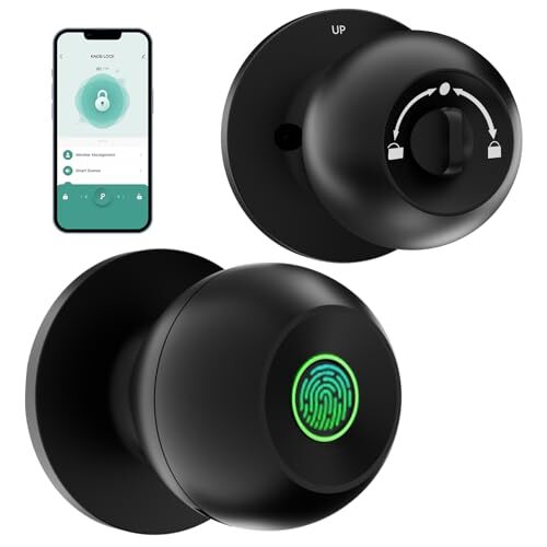 Smart Black Biometric Fingerprint Door Lock with App Control and Rechargeable Battery-image