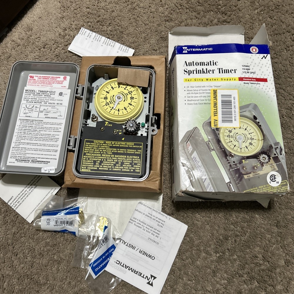 NEW Intermatic T8805P101C 1/2 HP Indoor/Outdoor Irrigation/Sprinkler Timer NEW