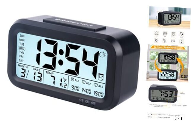 4.3-inch Digital Alarm Clock for Bedroom with 3 Alarm Sounds