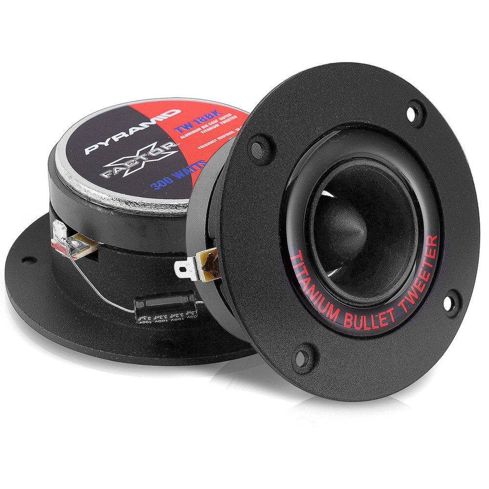 1” Audio Car Tweeter Speaker - 3.25” Bullet Horn Aluminum Die-Cast Titanium D...