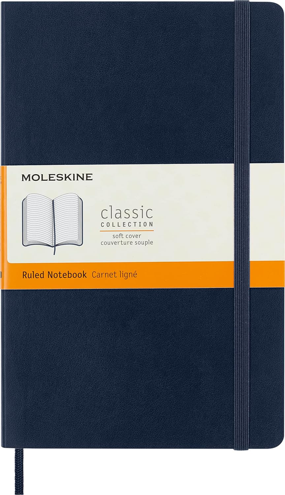 Moleskine Classic Large Ruled Notebook 5x8.25 Soft Cover Blue 192 Sheets