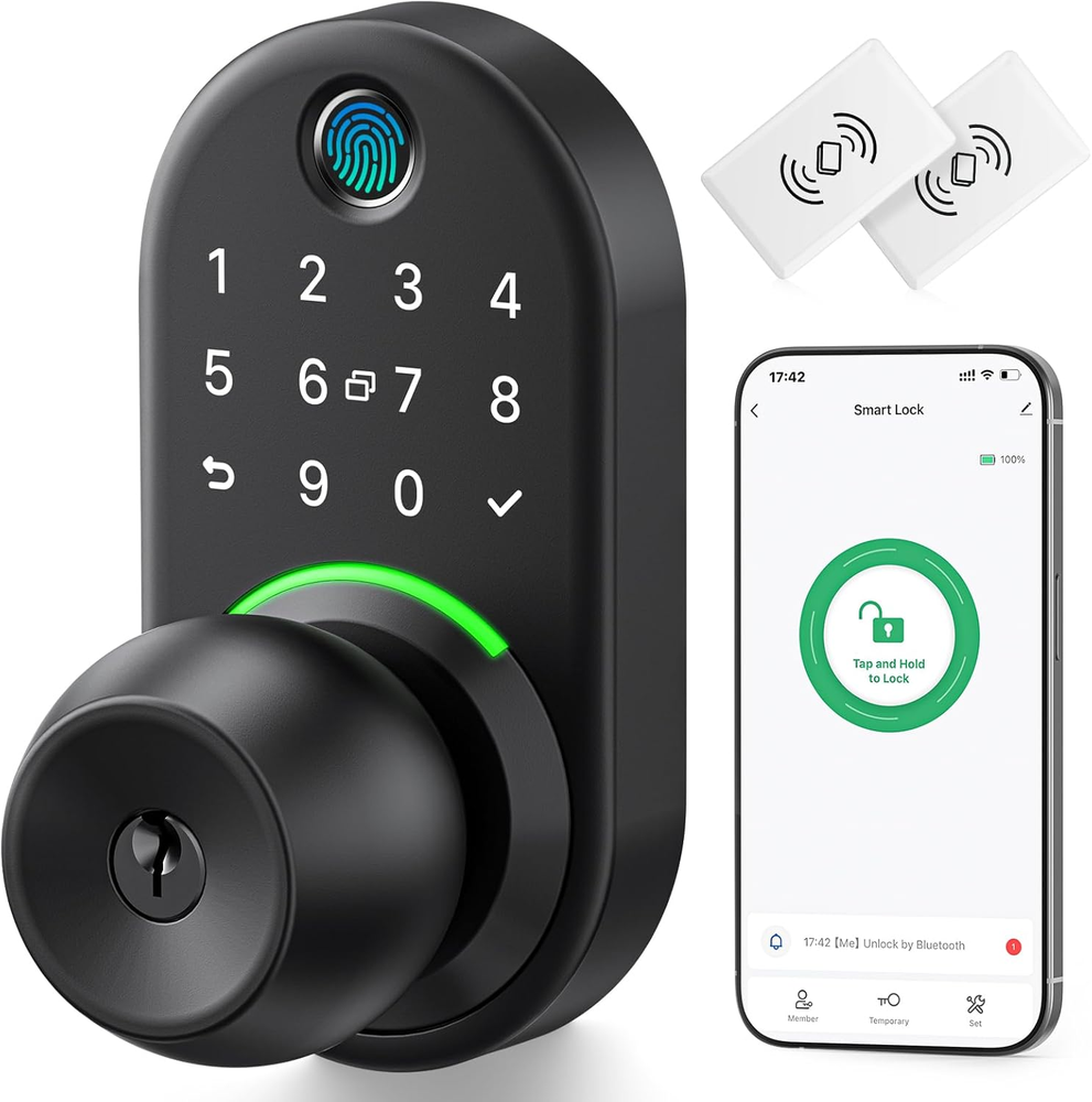 Fingerprint Smart Door Lock with Keypad & Keyless Entry Handle