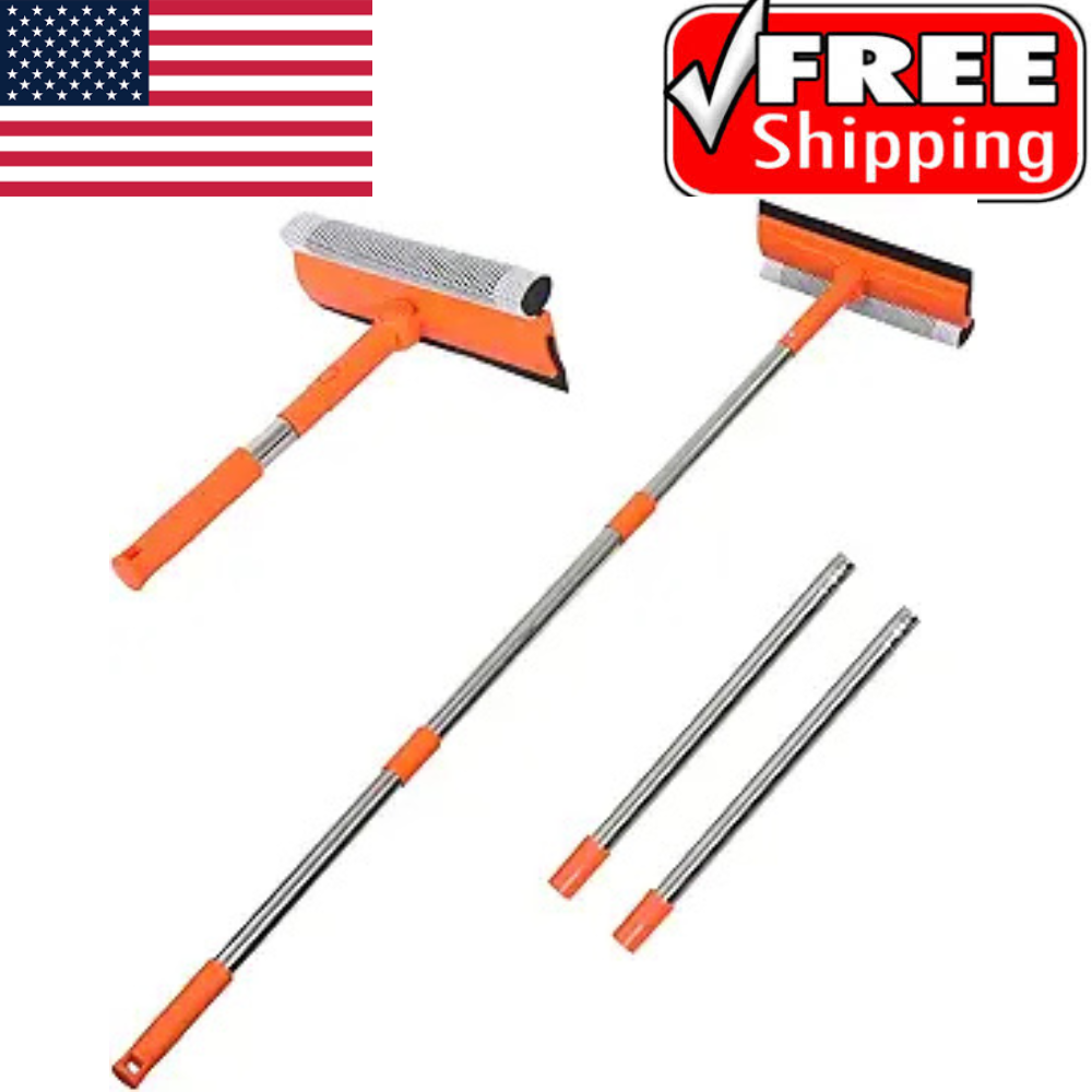 Professional Window Squeegee Glass Cleaner Tool with Long Extension Pole.