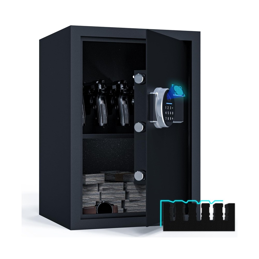 Biometric Fingerprint Safe Box 1.69 cu ft Smart Security Safe Minimalist Design-image