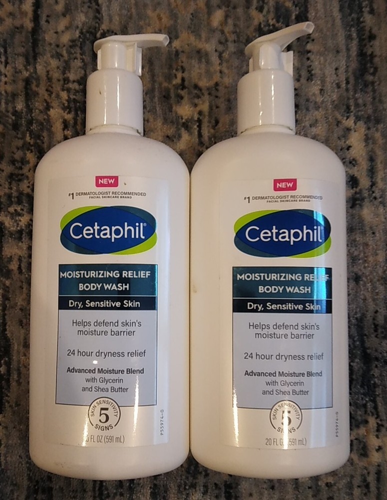 2 PKCetaphil Moisturizing Body Wash Dry Sensitive Skin Glycerin Shea Butter 20oz