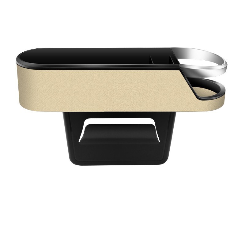 Pair Beige ABS For Car Seat Storage Box Catcher Gap Filler Collector Cup Holder