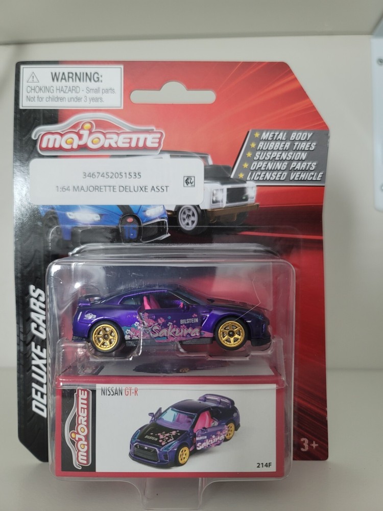 Majorette Deluxe Nissan GT-R Sakura Purple Pink with Rubber Tires MOC