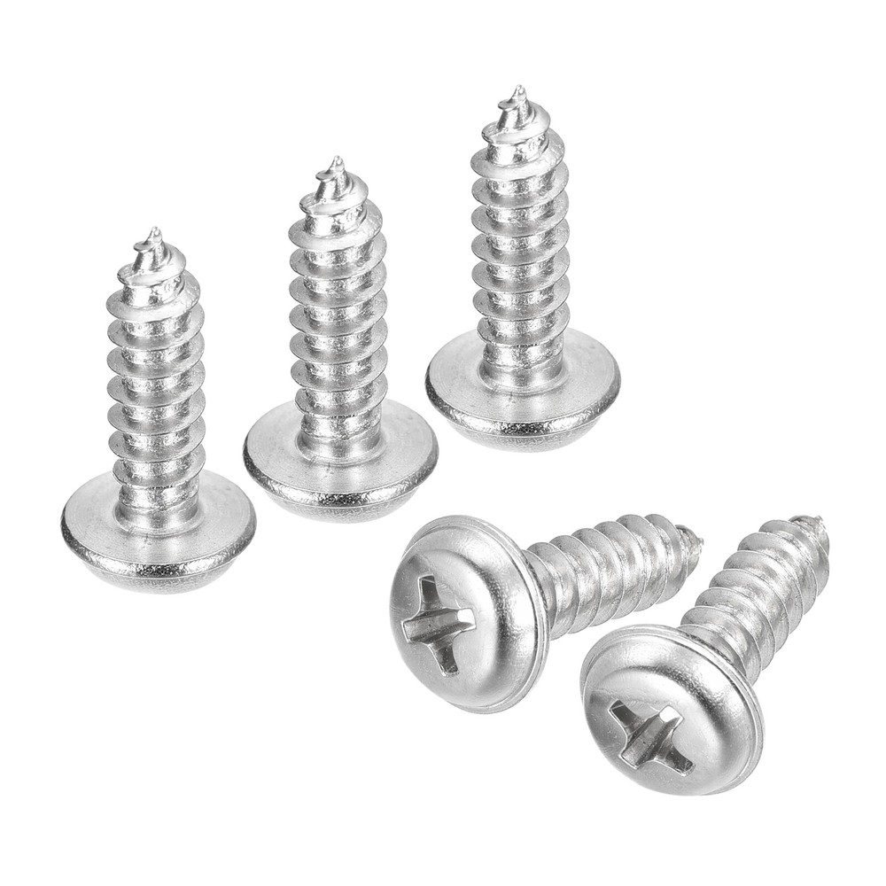 ST5x14x10mm Phillips Pan Head Self-tapping Screw with Washer, 50pcs (Silver)