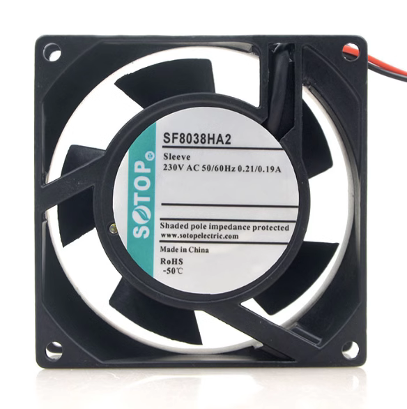1 pcs  SOTOP Fan SF8038HA2  AC230V 8038 8CM  2 wire aluminum frame cooling fan /