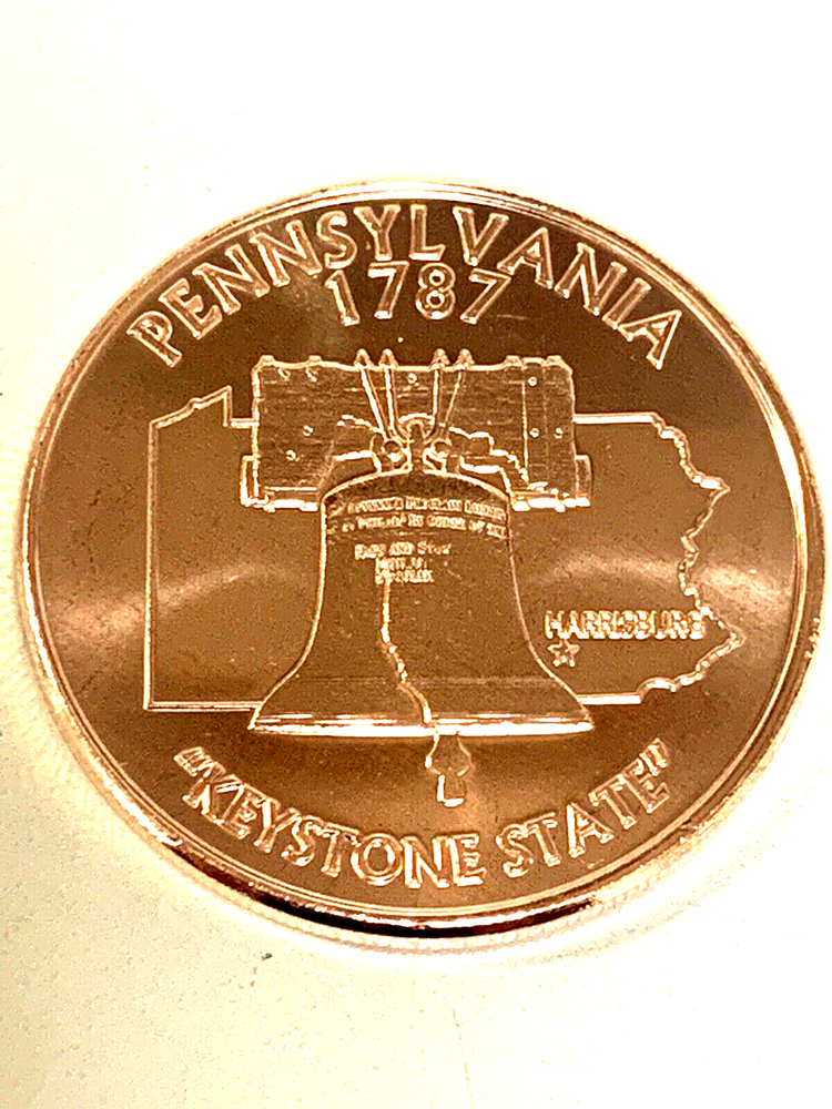 Keystone State Pennsylvania 2- PACK of 1 Ounce Copper Coins-REEDERSONG