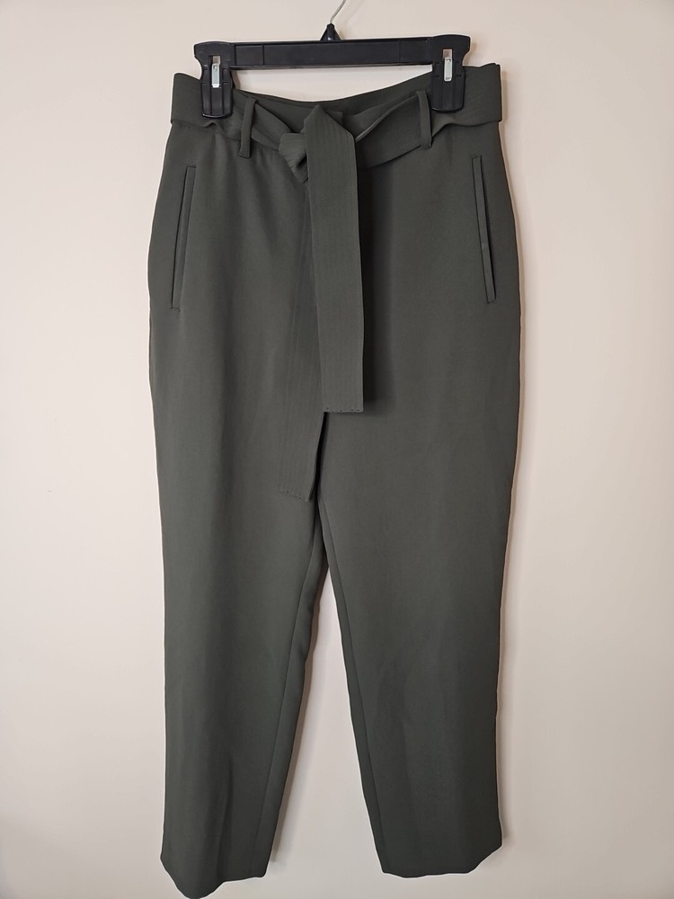 Wilfred Pants Women 10 Green Trousers Tie Waist Straight Leg Minimalist Chic