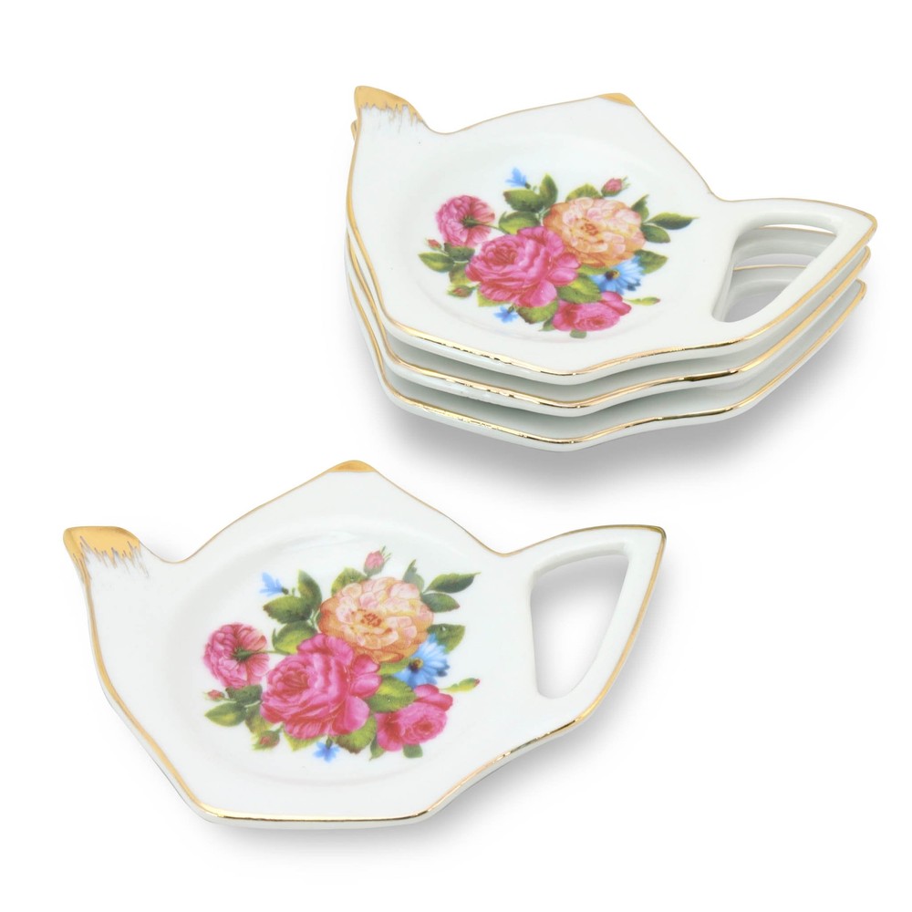 Gracie China Sandra's Rose Tea Bag Holder Set of 4