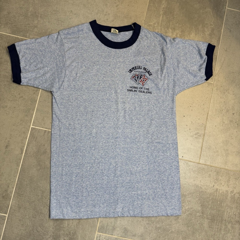 Vintage Las Vegas Imperial Palace Poker Room Ringer Tee Size M