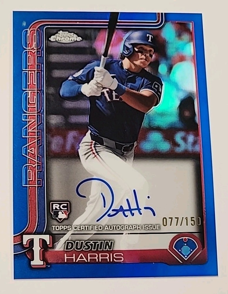 2025 Topps Chrome - Rookie Autographs Dustin Harris #RA-DHA Blue Refractor /150
