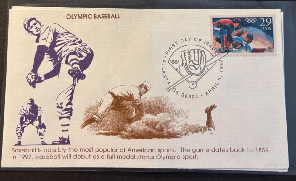 #2619 Summer Olympic Baseball First Day Cover with KMC Ventures Cachet