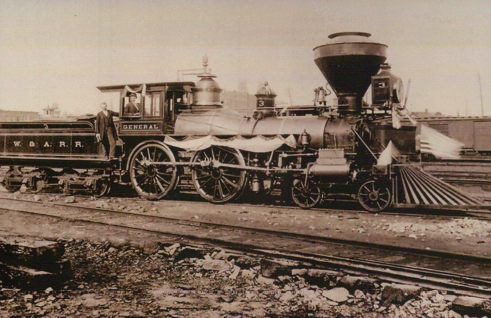 General Western Atlantic Railroad Locomotive Civil War Train Georgia -- Postcard