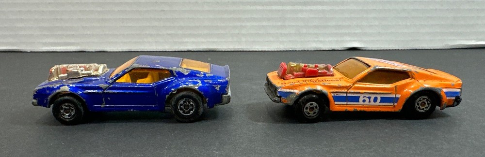2 Vintage 1973 MatchBox Rolamatic Mustang Piston Poppers