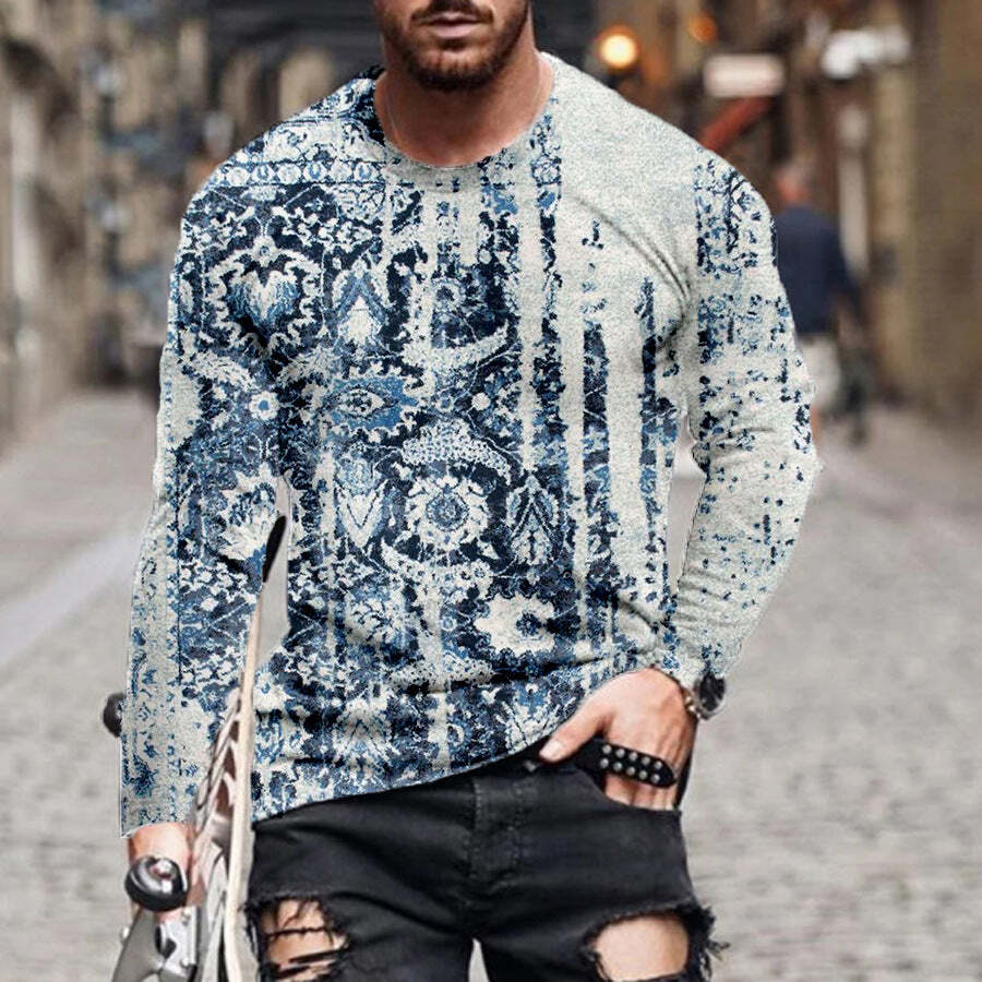 Casual Personality Sleeve Graffiti Men's Foreign Trade Trend Long-sleeved  Men