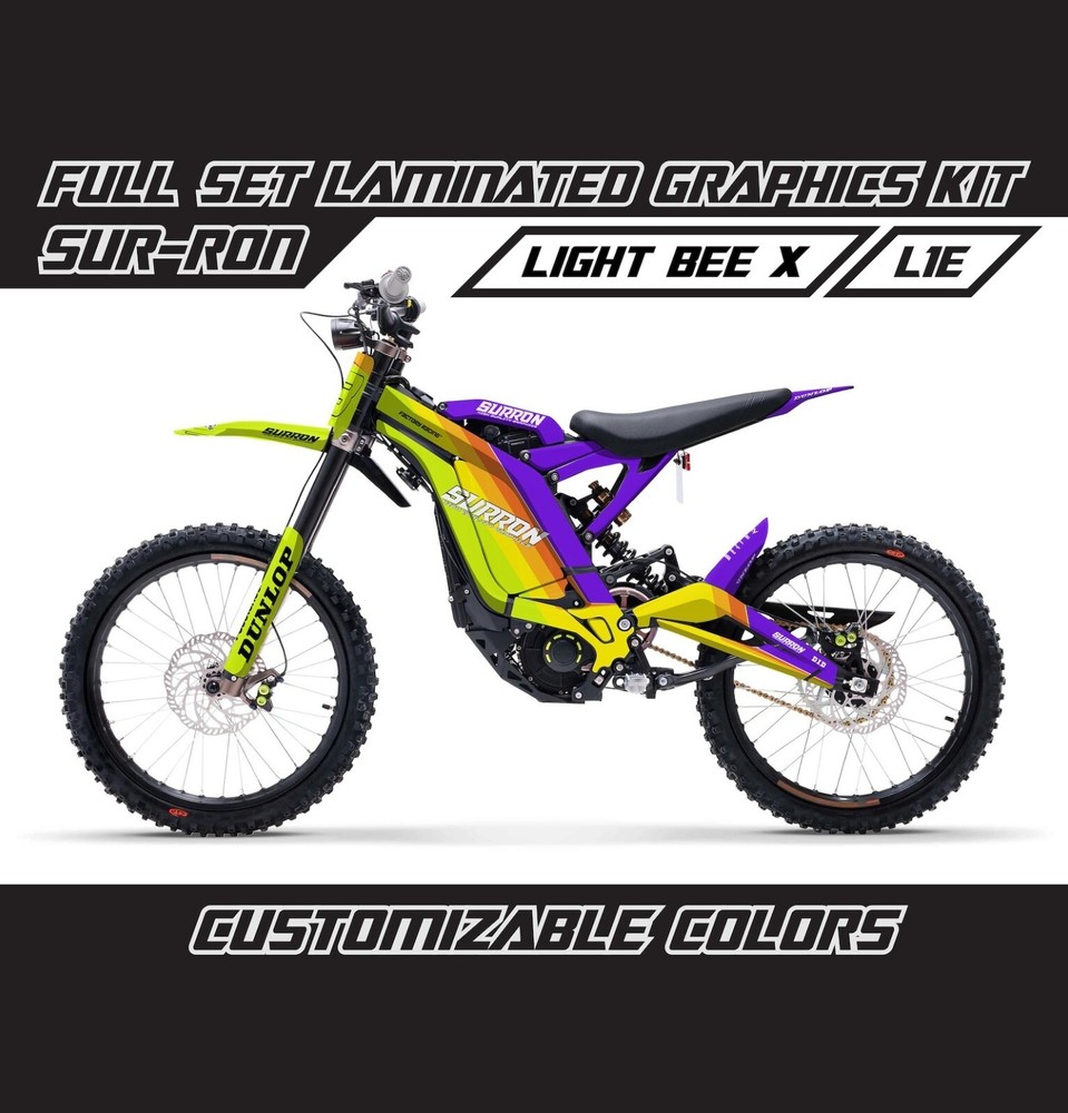 SUR RON LIGHT BEE X Lines Fluo Lime Violet Full Graphics Kit Decal Wrap Skin Set