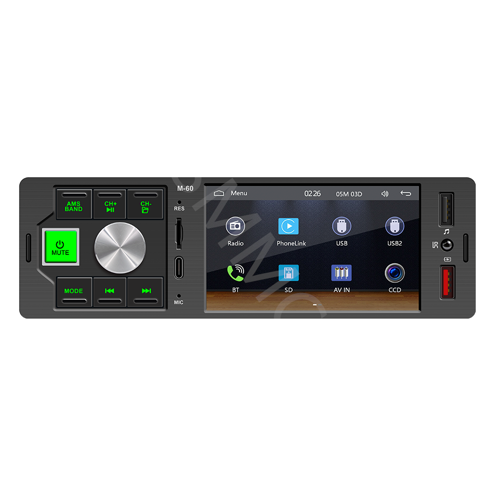 1DIN Car Stereo with CarPlay BT Mirror Link FM USB Type C Charging