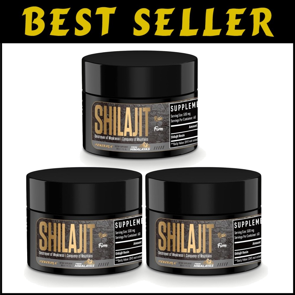 Pure Himalayan Shilajit Resin with 85 Minerals for Energy & Vitality (3 Pack)