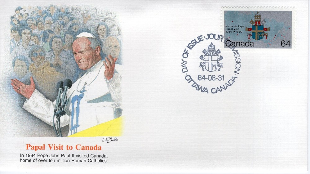 Pope John Paul II 1984 Canada Visit FDC16270 First Day Cover-image