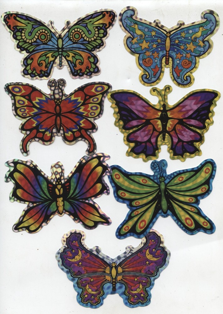 Lot of 7 1990's Butterfly  Vending Machine Prismatic Stickers