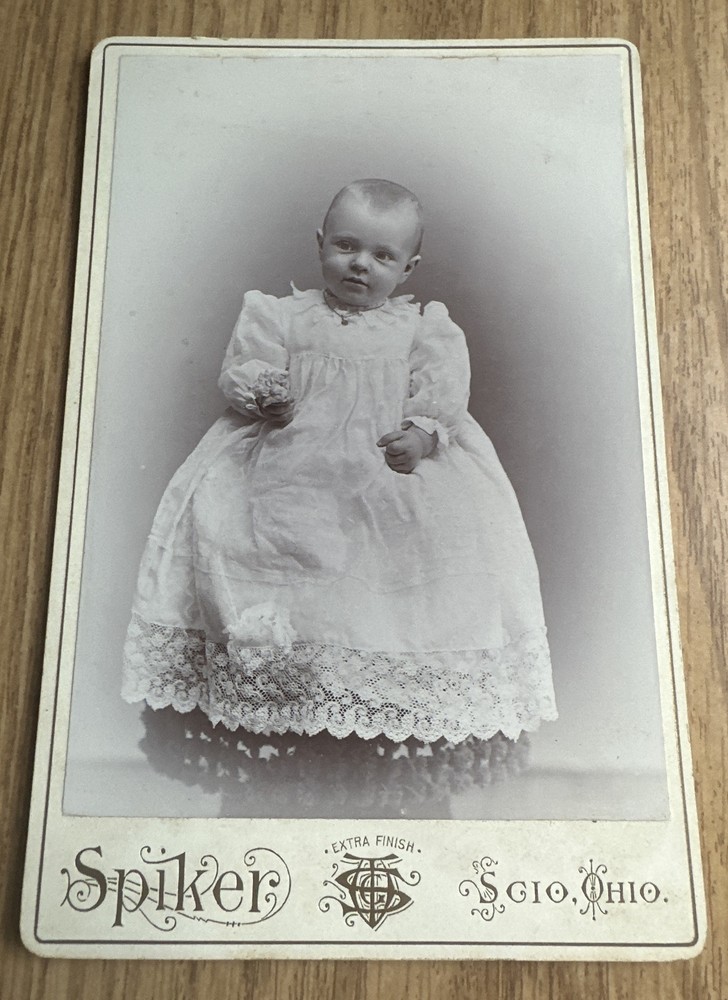 Cabinet Card Precious Baby Photographed by Spiker in Scio Ohio