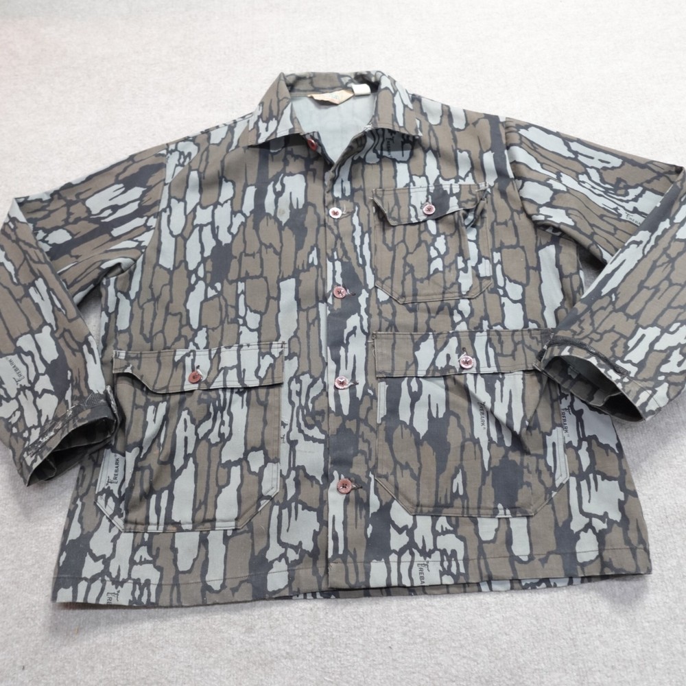 Vintage Redhead Jacket Large Brown Gray Chore Overshirt Treebark Camouflage Camo