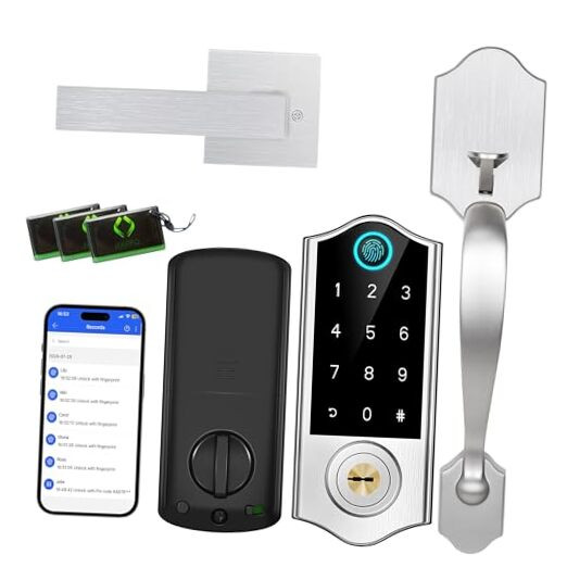 Smart Fingerprint Door Lock with App Control & Handle Set