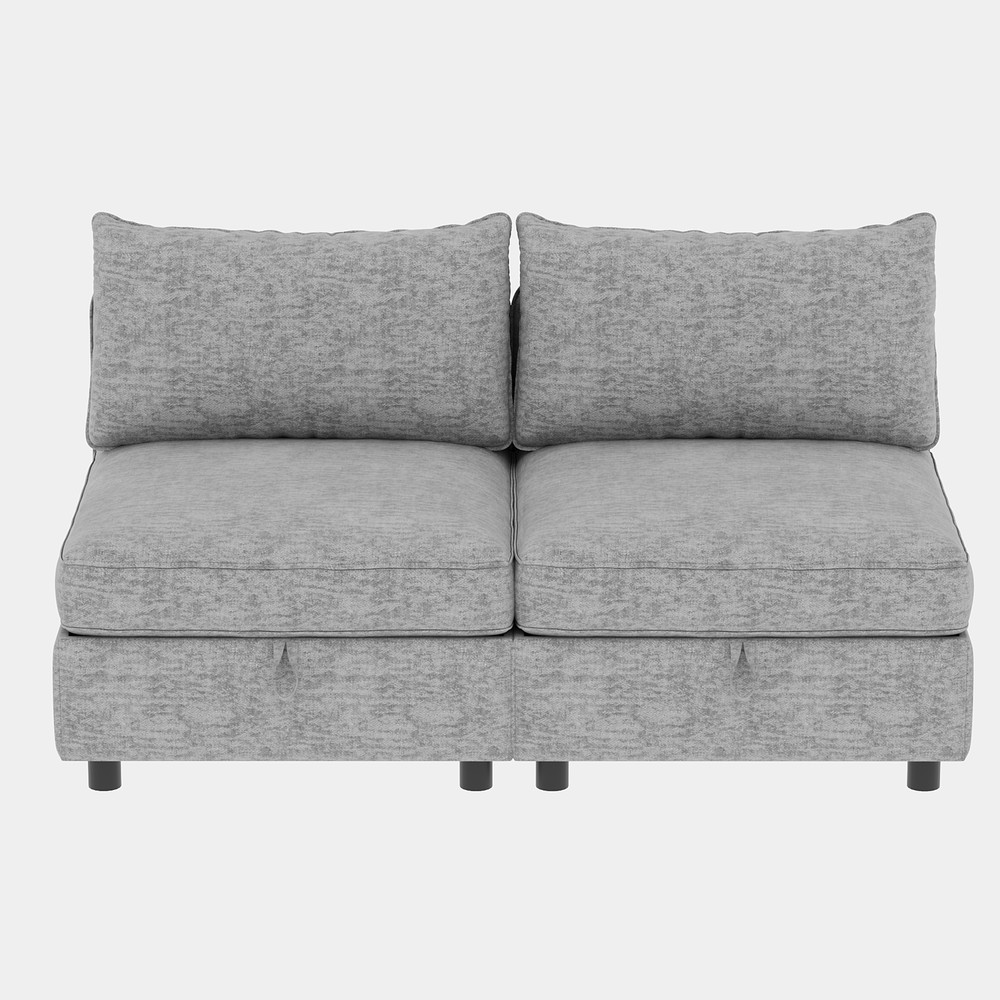 Armless Modular Sectional Sofa Seat with Convertible Storage and Sleek Design