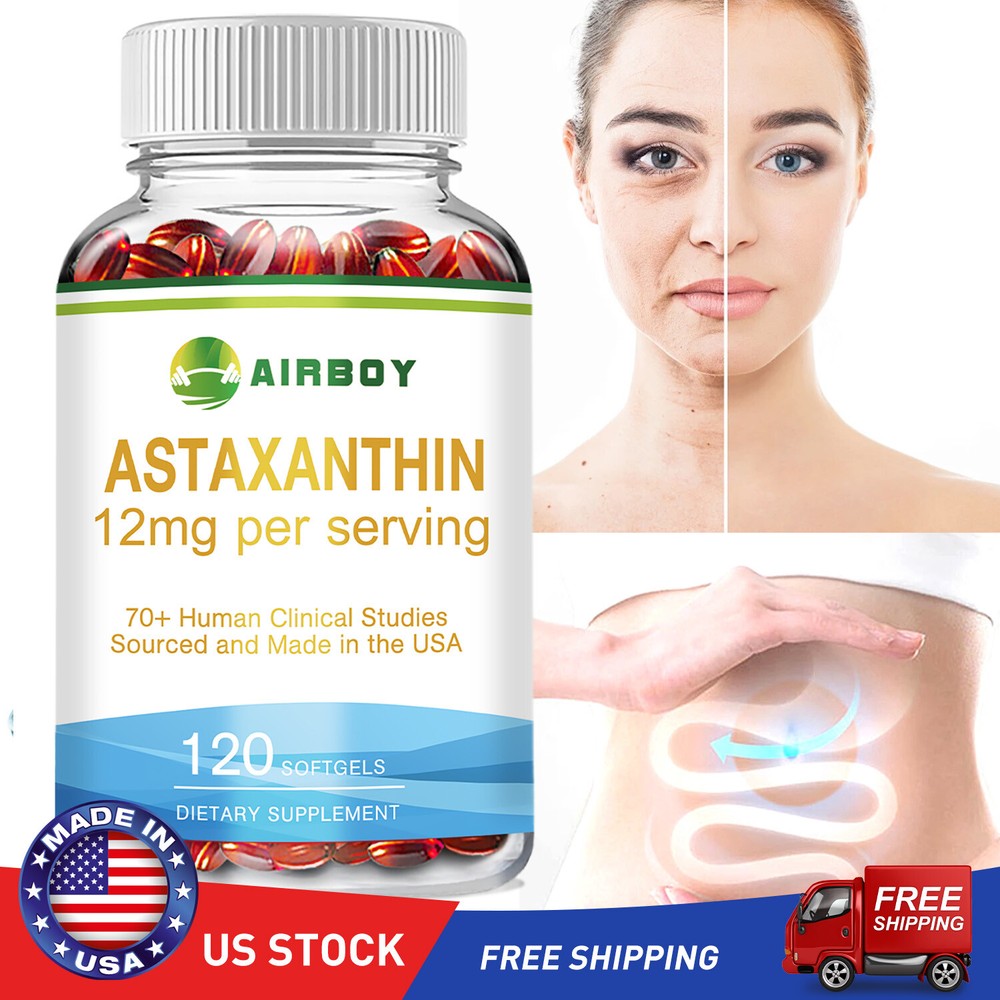 Astaxanthin 12mg -Support Eye,Joint Health,Internal Circulation,Natural Defenses
