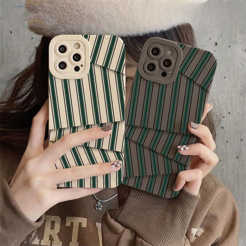 For iPhone 15 14 13 12 11 pro max all-inclusive Irregular stripe soft phone case