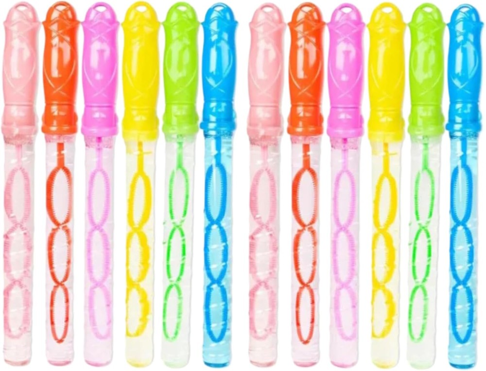 12-Pack 25cm Bubble Blower Wands with Solution for Outdoor Fun