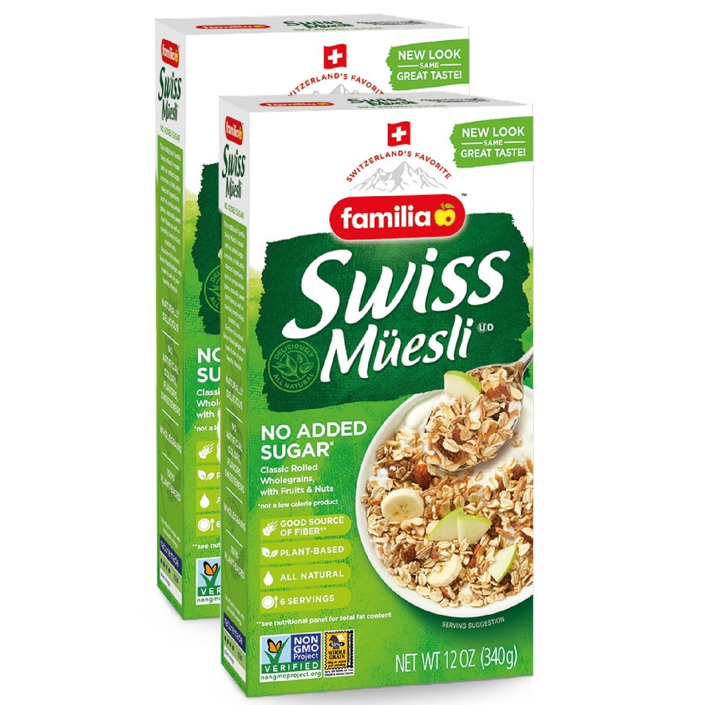 Swiss Muesli Cereal, 0g Added Sugar, Energy-Packed Cereal with Raisins, Hazel...